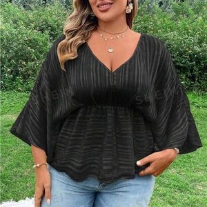 Plus - Vneck Blouse - 2X